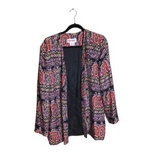 Maggy London 100% Silk paisley-patterned open Front  Art deco Blazer  Sz.4